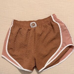 Nike Women's Athletic Shorts in Brown and Pink